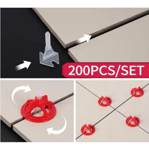 200 Pcs 타일 레벨링 시스템 베이스 플레이트 및 재사용 가능한 캡 키트 1-3mm 타일 스페이서 레벨링 시스템 건설 도구 부품 세트