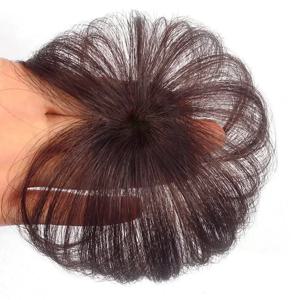 경량 탑 헤어 리페어 인모 토퍼, 천연 헤어피스, 익스텐션 2 클립, 모발 볼륨 증가, 15cm, 20cm, 6x6