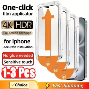 1-3Pc 8K 하이 엔드 강화 유리 iPhone 15 14 13 12 11 Pro Max XS MAX 15 16 정렬 장착 커버가있는 화면 보호기