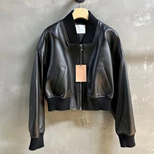 2026년 신상 여성용 천연 가죽 재킷 패션 스트리트웨어 루즈 드롭숄더 스탠드 칼라 숏 캐주얼 양가죽 코트