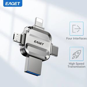 Eaget 4 in 1 미니 USB 플래시 드라이브 USB 유형 C Mirco B 조명-USB 3.2 Pendrive USB 메모리 스틱 전화 PC 노트북