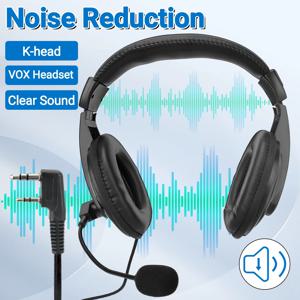 BAOFENG UV-5R 워키토키 헤드셋, 마이크 PTT 2 핀 VOX 이어폰, 소음 감소, UV-21 프로 Quansheng K5 K6 용 신축성