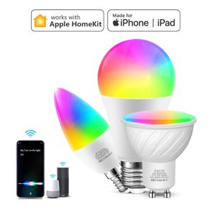 정품 MFI 인증 Homekit WiFi 스마트 LED 전구 GU10 E14 E27 RGB 램프 Siri 음성 제어 Apple Homekit Alexa Google 홈