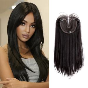 14X16cm Hairnet 55cm 혼합 머리 스트레이트 보이지 않는 3D Toupee 클립 원피스 헤어 익스텐션 토퍼 여성용 탈모