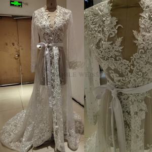 진주 아플리케 긴 소매 웨딩 가운 자켓 가운 파티 목도리 볼레로 신부 케이프 크리스탈 페르시 긴 웨딩 코트 맞춤형