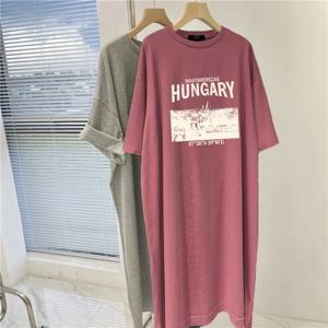 드레스 여성 여름 플러스 사이즈 루즈 캐주얼 다목적 반팔 라운드 넥 DressPregnant Women's Dress