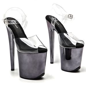 Leecabe 20cm/8inches 투명 PVC 어퍼 패션 섹시한 플랫폼 하이힐 스트리퍼 힐 폴 댄스 샌들 신발