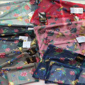 대용량 화장품 가방 꽃과 새 곤충 패턴 메쉬 내부 가방 보관 핸드백 한국 스타일 프린트 청소년 캐주얼 가방