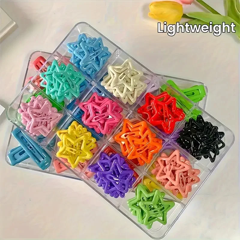 20/50Pcs 별 모양의 합금 헤어 클립 우아한 복고풍 스타일 경량 중공 디자인 헤어 액세서리 매일 착용 스타일링