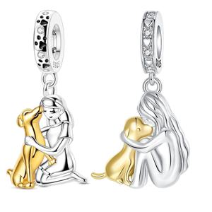 925 스털링 실버 여자아이와 강아지 참 장식 비즈, 오리지널 925 팔찌 제작용, 여성용 선물, 쥬얼리 DIY 패션 펜던트