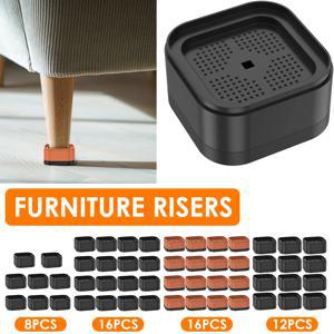 8/12/16Pcs 가구 라이저 미끄럼 방지 바닥이있는 플라스틱 쌓을 수있는 가구 다리 패드 테이블 의자 용 다목적 침대 높이 블록