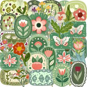 10/30/50pcs 빈티지 꽃 식물 만화 스티커 미적 방수 낙서 편지지 일기 플래너 레트로 장식 데칼