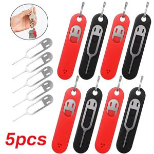 1-5개 분실 방지 SIM 카드 이젝트 핀 니들 (보관 케이스 포함) - 모든 휴대폰용 이젝터 핀, SIM 카드 트레이 오프너 키링