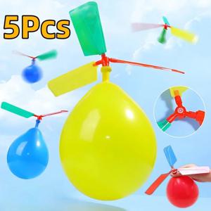 5PCS 프로펠러 풍선 헬리콥터 장난감 어린이 DIY 풍선 휘파람 야외 비행 풍선 생일 파티 장식 선물