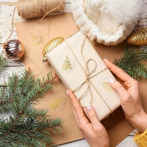 500개 1인치/2.5cm 투명 메리 크리스마스 스티커 선물 카드 태그 자체 접착 씰 라벨 스크랩북 스티커