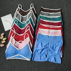 복숭아 엉덩이 요가복 여성 짐 심리스 서스펜더 브라 하이웨이스트 힙업 복부 타이트닝 쇼츠 피트니스 세트