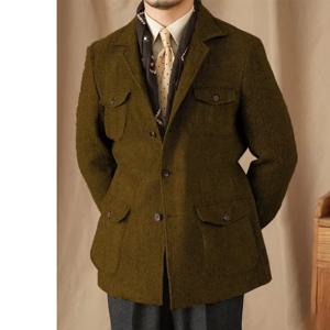 2025 남성 빈티지 헤링본 트위드 블레이저 영국산 울 혼방 더블 브레스티드 경량 캐주얼 스포츠 코트 포멀 재킷