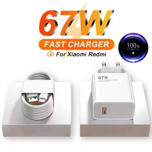 샤오미 11 12 Lite 13T 14T 레드미 노트 11T 12T 13 14 Pro 포코 X3 X4 X5 X6용 6A 67W 초고속 충전기 및 C타입 USB 충전 케이블