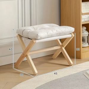 1개 X자형 접이식 소파 스툴 발받침대 - 관절형 팔걸이가 있는 견고한 목재 낮은 스툴, 거실용 직사각형 디자인