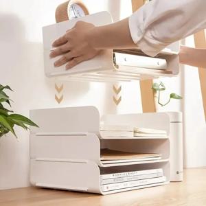 2PC A4 파일 보관 상자 사무실 및 가정용 다기능 데스크탑 주최자 학생 기숙사 책상 선반 책장