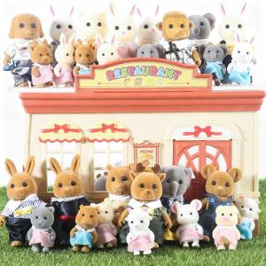 틴솔 시뮬레이션 숲 토끼 가족 DIY 게임 세트 숲 동물 토끼 가족 인형 시뮬레이션 모델 어린이 선물