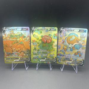 DIY PTCG 3개/세트 리자몽 비너사우르 블래스토이즈 영어 버전 플래시 카드 자체 제작 클래식 게임 애니메이션 컬렉션 카드 선물 장난감