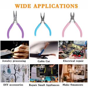3종 주얼리 제작 플라이어 세트 - 니들 노즈, 체인 노즈, 라운드 노즈 & 와이어 커터 - 보석 수리, 와이어 랩핑에 적합