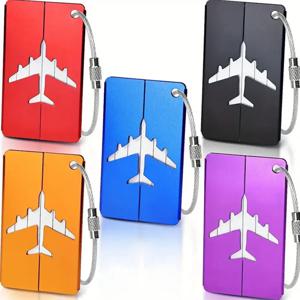 5PCS 알루미늄 합금 여행 가방 태그 행잉 태그 수트케이스 태그 이름 ID 카드 포함 항공기용 분실 방지 여행 액세서리