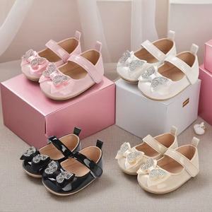 봄과 가을 패션 아기 신발 0-1세 여자 귀여운 리본 공주 신발 부드러운 고무 밑창 가벼운 걸음마 신발