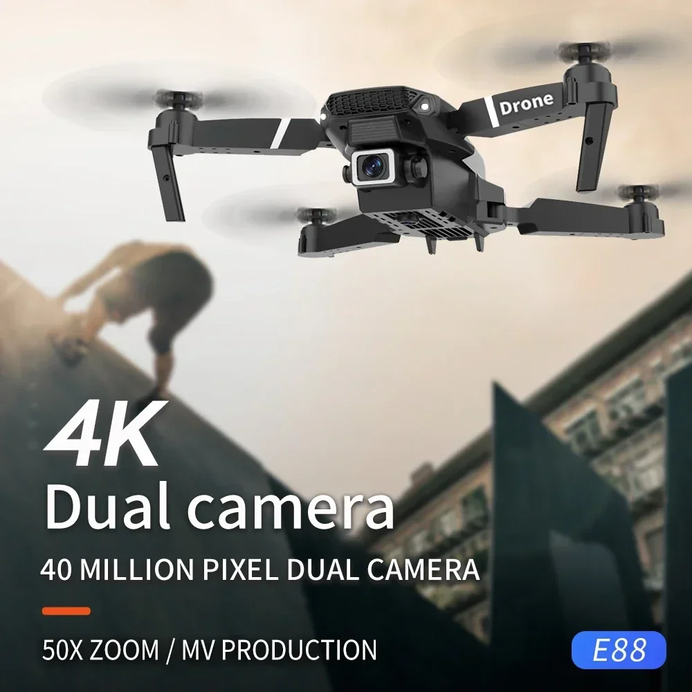 2025 신형 E88 Pro WIFI FPV 드론 광각 HD 4K 1080P 카메라 고도 유지 접이식 쿼드콥터 RC 헬리콥터 장난감 선물