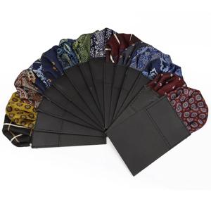 새로운 남성용 미리 접힌 포켓 스퀘어 페이즐리 손수건, 정장 결혼식 파티 비즈니스에 적합한 블랙 패션 체스트 스카프