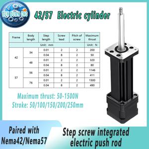 Nema23/34 스테퍼 모터 고정 샤프트 나사 통합 전기 실린더 푸시 로드 100/150/200mm 스트로크 정밀 위치 지정용