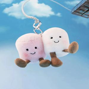 젤리와 고양이 플러시 솜사탕 투톤 키체인 부드럽고 귀여운 인형 자동차 펜던트 휴일 선물 액세서리 취미가들에게 필수품
