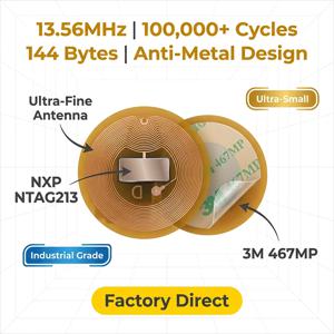 6mm 직경 NXP NTAG213 NFC 태그 프로그래밍 가능한 RFID 스티커 원형 방수 유연한 FPC NFC 라벨 휴대폰 및 웨어러블용