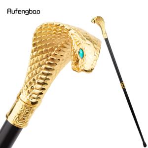 황금색 고급 코브라 뱀 손잡이 패션 지팡이 우아한 크로시어 손잡이 지팡이 94cm 공연용 지팡이