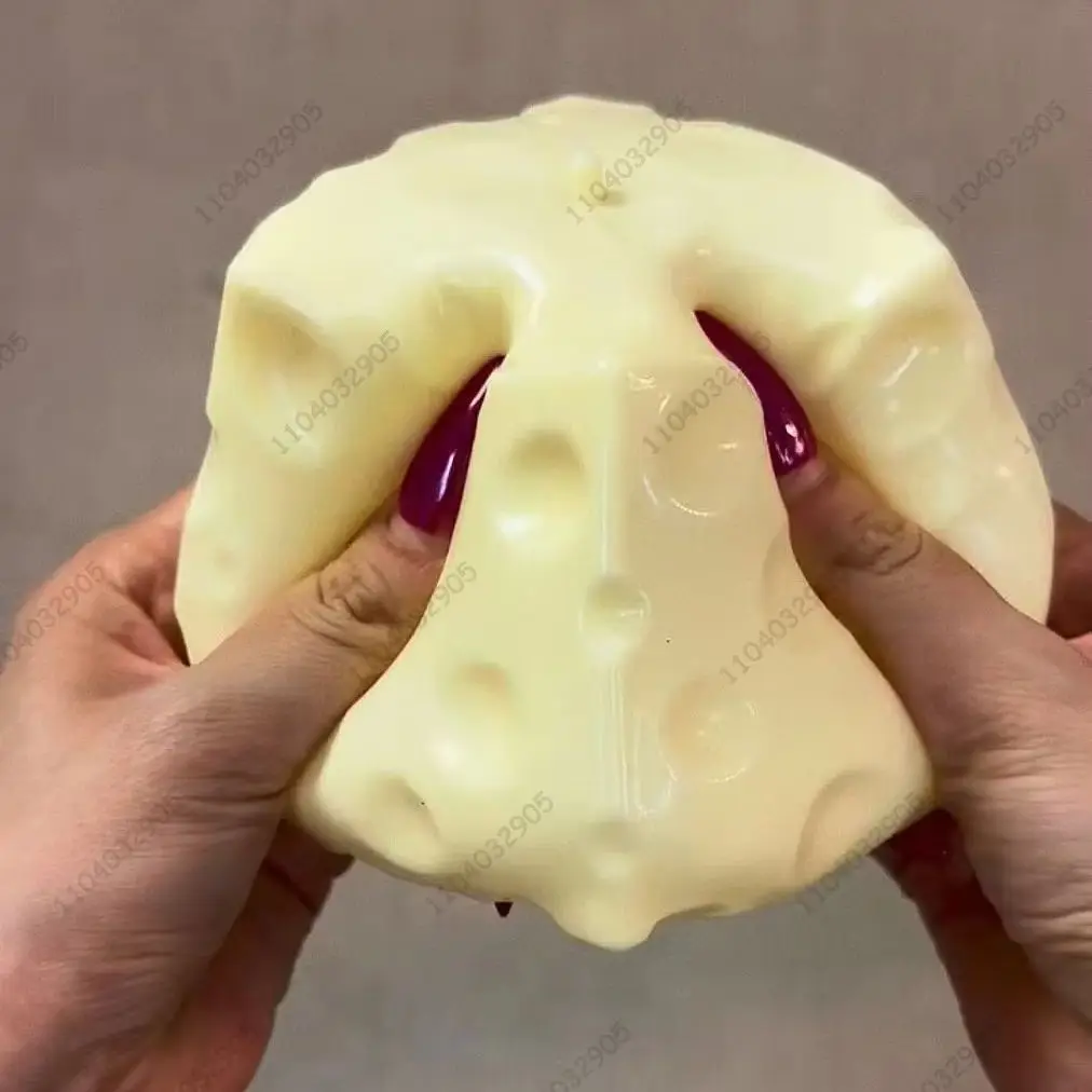 점보 치즈 큐브 스트레스 볼 큰 치즈 모양 스퀴즈 볼 비반발 피젯 토이 ASMR 감각적 스트레스 해소 크리스마스 선물