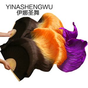 Slik Fans 밸리 댄스 신착 무대 공연 댄스 팬 100% 실크 베일 컬러 여성 밸리 댄스 팬 베일 (2pcs)