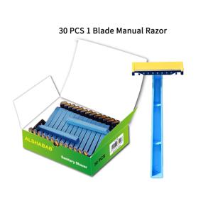 30 개/상자 여성용 일회용 면도기 위생 수동 면도기 1 페이스 다운 다리 팔 비키니 용 빗 헤드가있는 슈퍼 샤프 블레이드