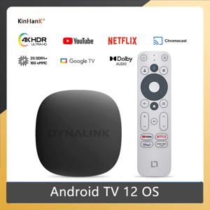 Kinhank 구글 TV 12.0 OS 박스 넷플릭스 4K 울트라 HD 인증 돌비 비전 HDR10+ 2GDDR4 16G 스트리밍 미디어 디바이스