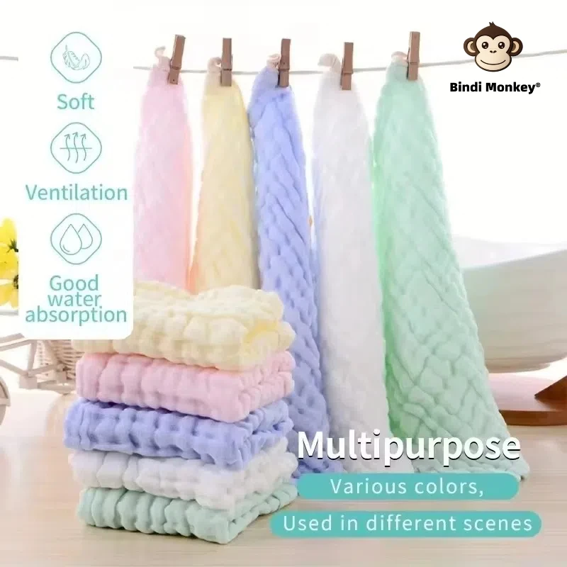 작은 사각형 수건 5개 부드럽고 편안한 흡수성 어린이 수건 녹색 봄 사각형 유치원 핸드 타올 얼굴