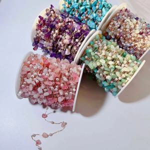 1 메터/몫 불규칙한 돌 구슬 구리 체인 4MM 진주 비즈 링크 DIY 쥬얼리 목걸이 팔찌 펜던트 액세서리