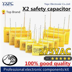 10pcs 275VAC X2 안전 폴리프로필렌 필름 커패시터 1uF 1.2uF 1.5uF 2uF 2.2uF 3.3uF 0.1uF 0.22uF 0.33uF 0.47uF 0.68uF 1nF 2.2nF