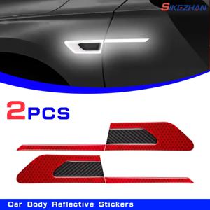2pcs 자동차 사이드 범퍼 반사 스티커 반사 경고 스트립 테이프 보안 반사판 스티커 데칼 안전 경고