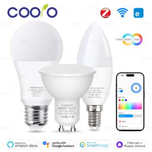 스마트 WiFi Zigbee LED 전구 디밍 가능 E27 E14 GU10 RGBCW 3000-6000K Ewelink APP 용 LED 촛불 램프 Alexa Google Home Yandex
