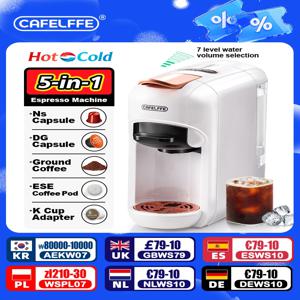 Cafelffe 5in1 멀티 캡슐 커피 머신 DG 카푸치노, Nes 캡슐, ESE 포드, 분쇄 커피 호환, 사랑하는 사람, 아빠, 엄마를 위한 선물. 핫/콜드 추출 커피, 19바 고압 추출, 7단계 물량 선택.