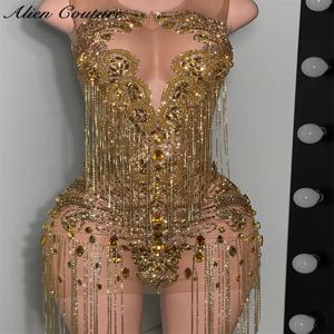 섹시한 골드 크리스탈 짧은 무도회 원피스, 럭셔리 블랙 걸 다이아몬드 비즈 술, 홈커밍 가운, 맞춤형 생일 원피스