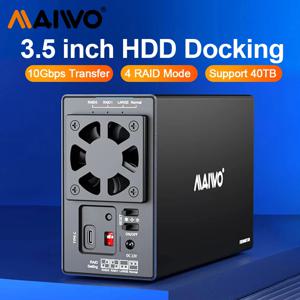 MAIWO 3.5인치 SATA RAID 스토리지 인클로저 USB3.1 Type-C 10Gbps 지원 RAID 0 /1 모드에 대한 듀얼 베이 하드 드라이브 도킹 스테이션