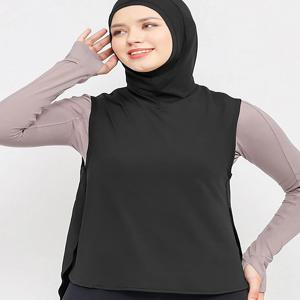 솔리드 조끼 디자인 내부 Hijab 여성 스포츠 이슬람 인스턴트 터번 여성용 머리띠