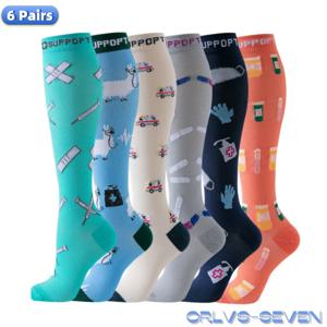 6 쌍 레깅스 용 새로운 압축 양말 통기성 달리기 압력 축구 성인 양말 한국어 버전 네트워크 압력 양말