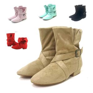 WUXIJIAO 여성용 부드러운 스웨이드 밑창 힐, 베이지, 투로키즈 그린 댄스 신발, 앵클 부츠, 1cm, 2cm, 3cm, 4cm